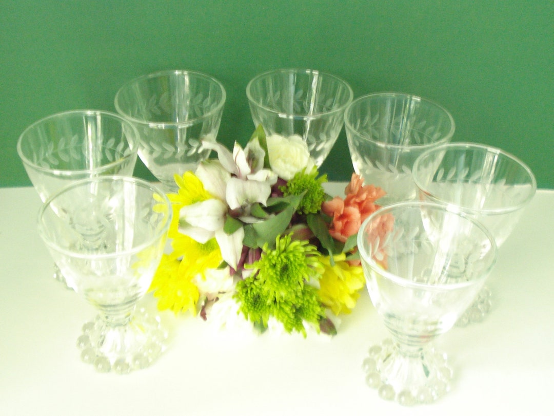 Sale Vintage Footed Cocktail Glasses Set of 7 Laurel Etsy