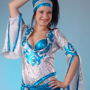 Robe Baladi / Saïdi de danse orientale blanche et dorée - 27,90 €