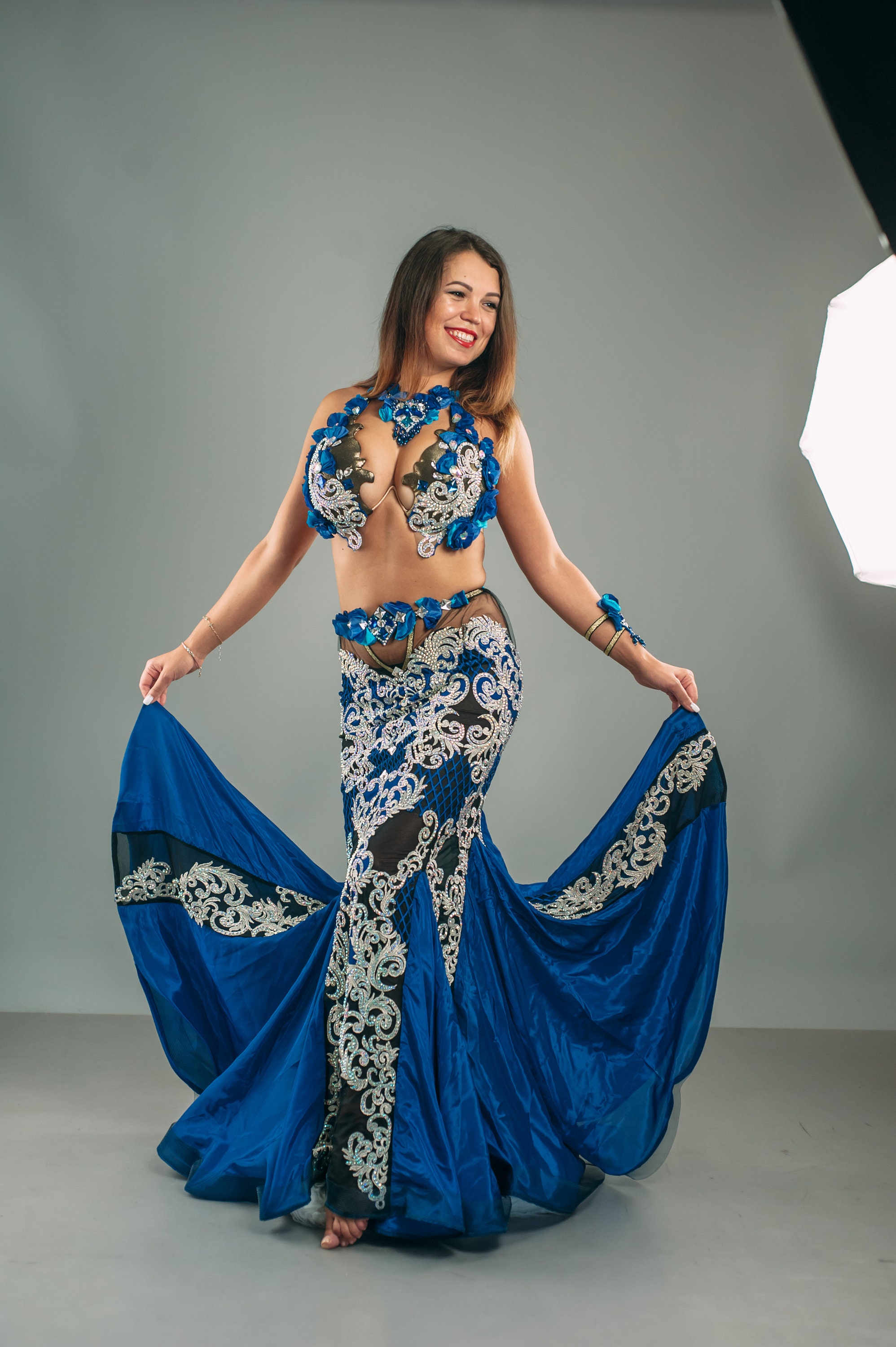 Costume de danse orientale couture bleu pétrole - 189,90 €