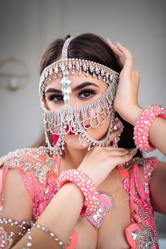 Arabian burqa, Face mask, NIKAB, Rhinestone Face Mask