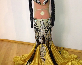 Professional belly dance costume Golden Orchid.