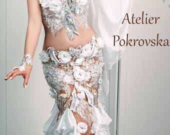 Luxury Sensual Costume - White Bird, Snow Princess, Fantasy Fairy, Ice Elven