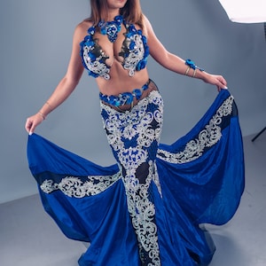 Belly dance costume royal blue