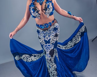 Belly dance costume royal blue