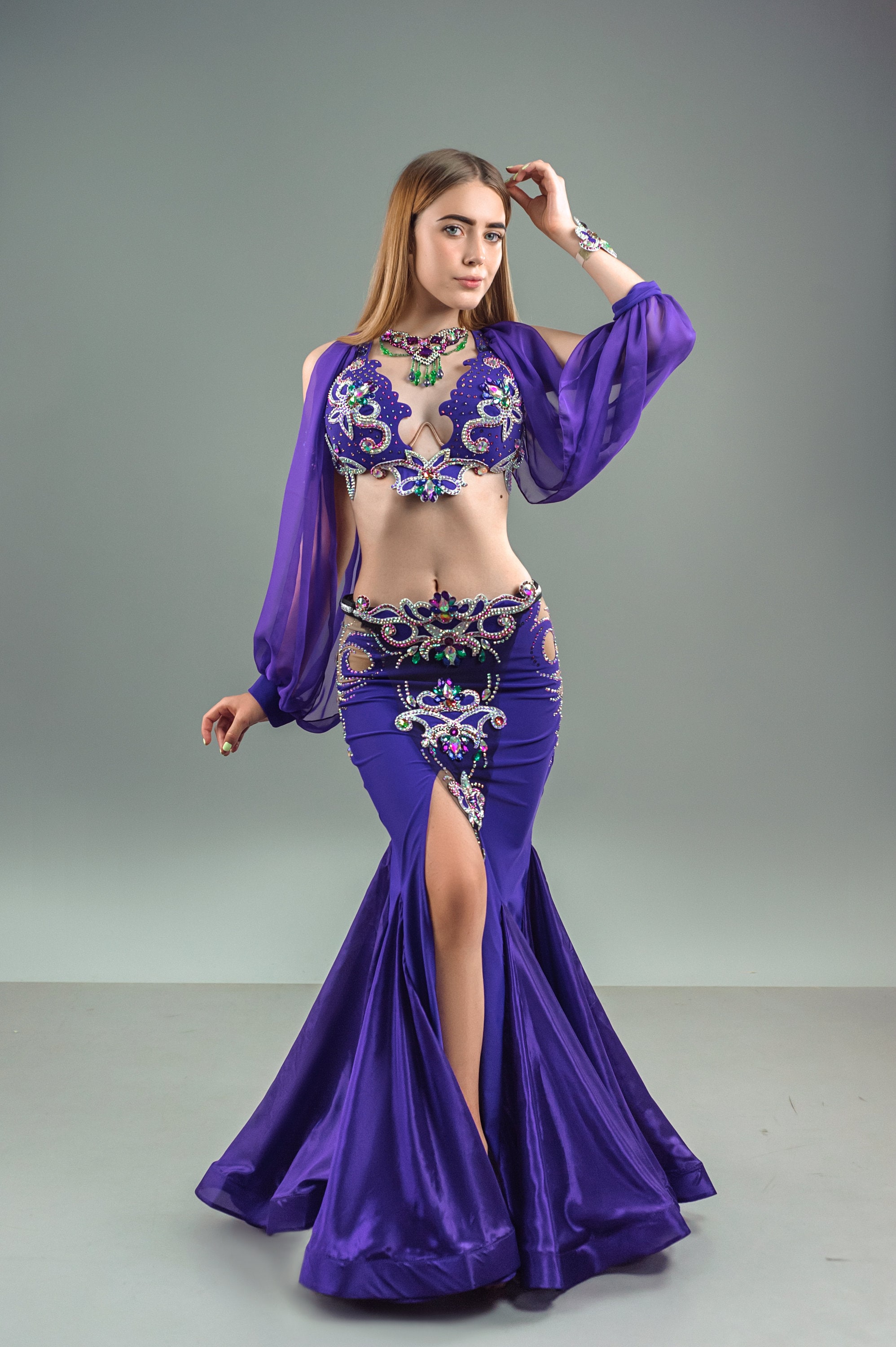 Costume danse orientale - Naila Mauve dégradé - Perle Orientale