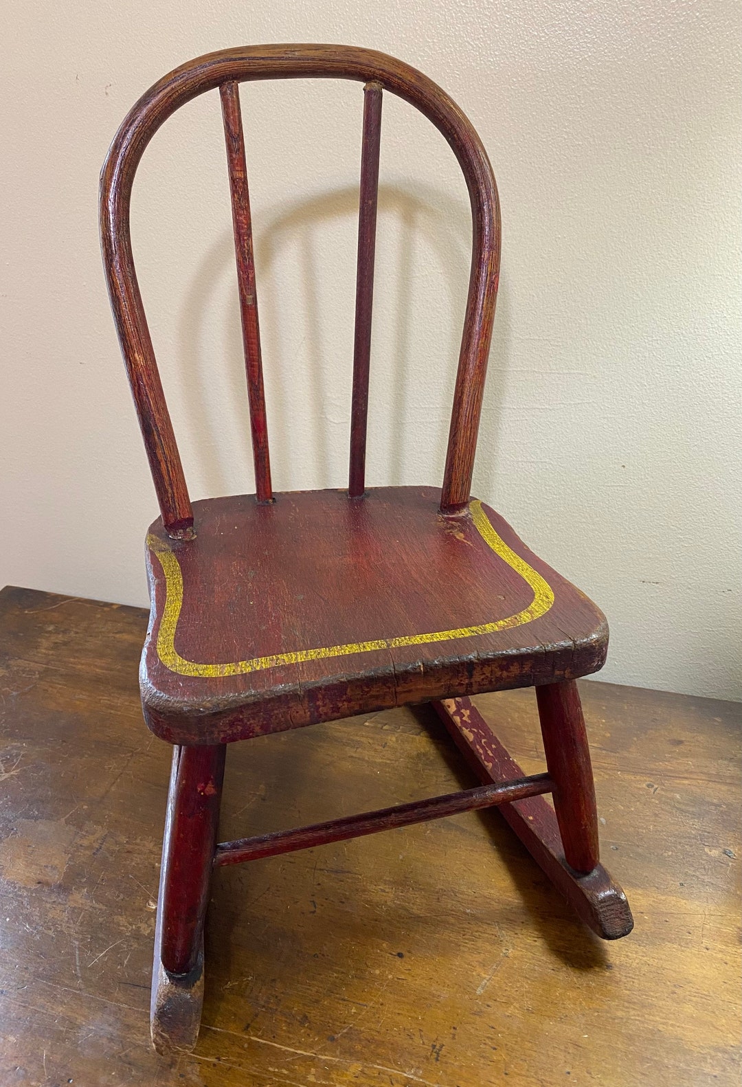 Primitive Wood Childs Rocking Chair Farmhouse Vintage Etsy