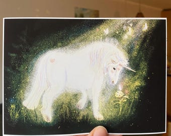 Ethereal Unicorn Art Print, Magical Fantasy Style, 8x10 Signed Archival