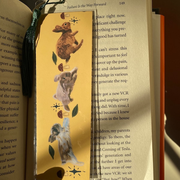 Bunny Bookmark, Rabbit Bookmark, Butterfly Bookmark, Cottagecore Bookmark, Animal Bookmarks, Bookmark with Tassel