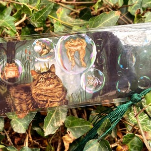 Cat and Toad Bookmark, Mainecoone Cat Stationary, Whimsigothic Bookish,Silly Animal Art, Funny Animals, Gifts for Cat Lovers, Frog Gifts,