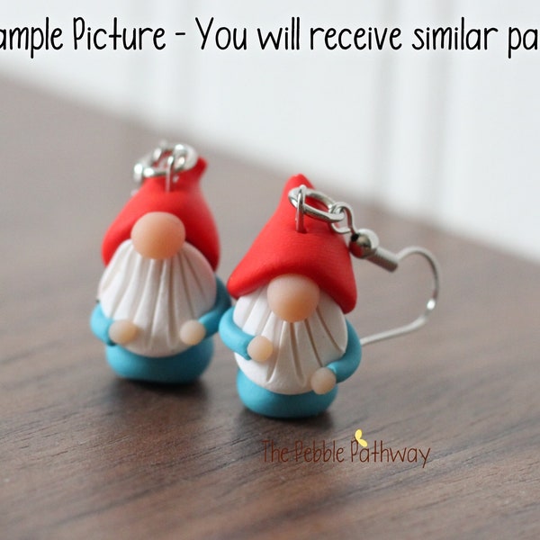 Tiny Gnome Earrings - Cute polymer clay jewelry