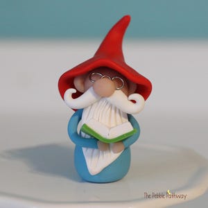 Gnome with glasses and green book - teacher professor gnome - miniature garden gnome figure - Jarrett