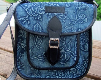 Crossbody bag Denim bag leather bag Shoulder blue bag messenger Fabric bag Denim purse Gift for her wife Women