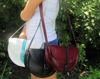 Small saddle leather bag for women Messenger bag Custom color Purse mini