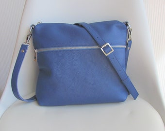Light blue leather crossbody bag Women Crossbody purse Medium bag Custom color