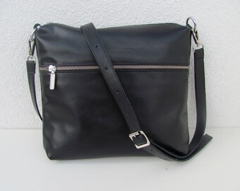 Black crossbody purse for women Leather medium bag