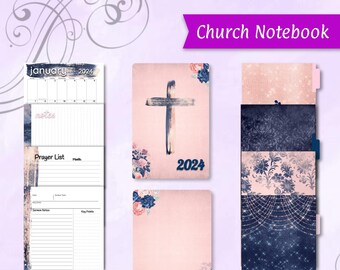 Blush & Navy Printable Church Notebook