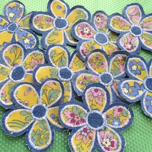 Boho Denim Patch Handmade Flower Patches Hippy Sew on Patches Patchwork patches Textile art patches for Jeans Hats Jackets Totes Sweatshirts