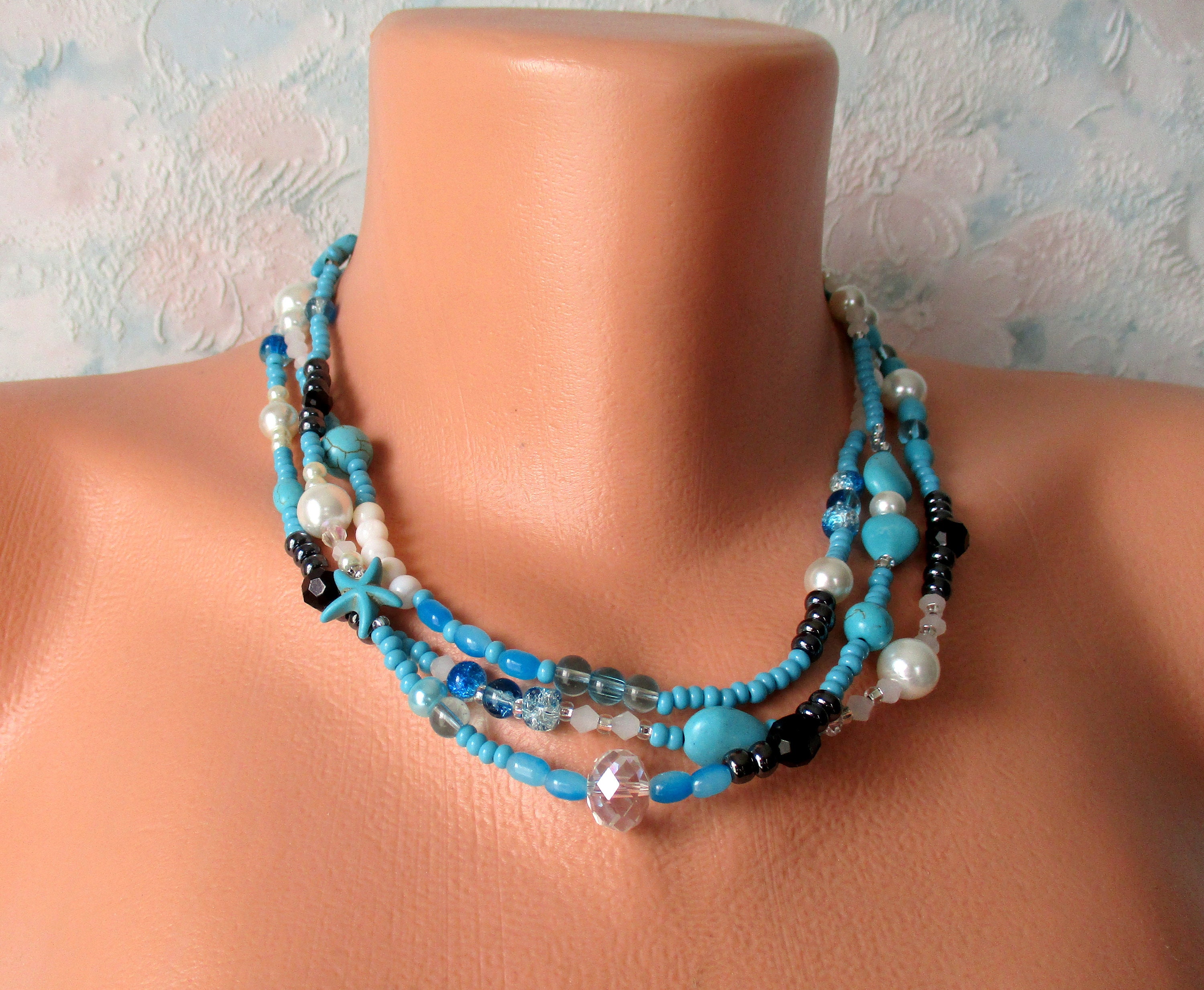 Extra Long beaded Necklace for women Asymmetric glass beads Etsy