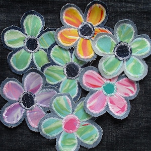 Handmade Fabric Flower Patches For Jeans Denim Patch Hippy Sew on Patches Patchwork patches Textile art patches for Hats Jackets Totes
