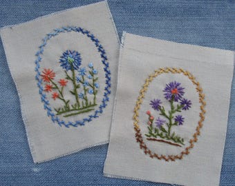 手刺繍の花柄パッチ：スローステッチテキスタイルアート