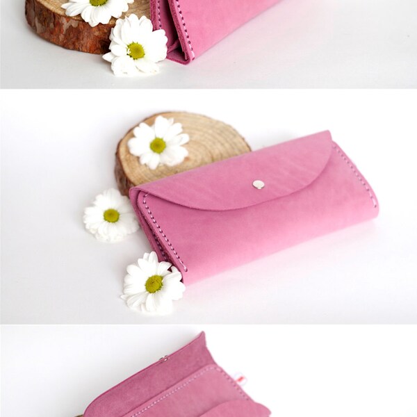 Pink leather wallet, Leather purse wallet, Purse wallet, Wallet purse, Coin purse, Ladies wallet, Leather wallet, Clutch wallet, Coin pouch
