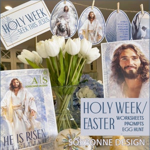 Seek This Jesus | LDS Easter Holy Week Easter Advent Calendar + Banner | Christ-Centered Easter Egg Hunt + Activities  |