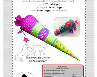 Nähanleitung, Schultüte ruckzuck in 3 Größen