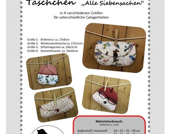 Nähanleitung, Schnittmuster, Tasche, Etui, Kosmetiktasche