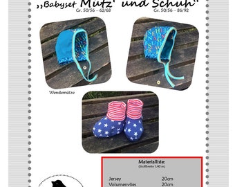 Schnittmuster Nähanleitung Babyschuhe Mütze