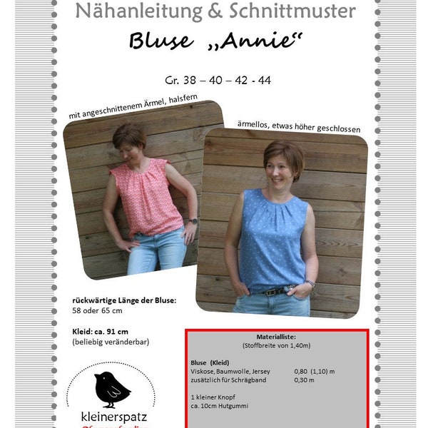 ebook und Nähanleitung Bluse und Kleid  "Annie"