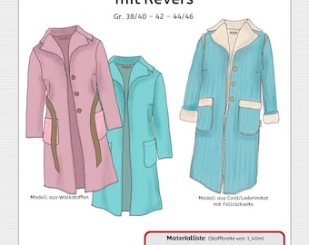 Sewing instructions, ebook, pattern coat / jacket with lapels