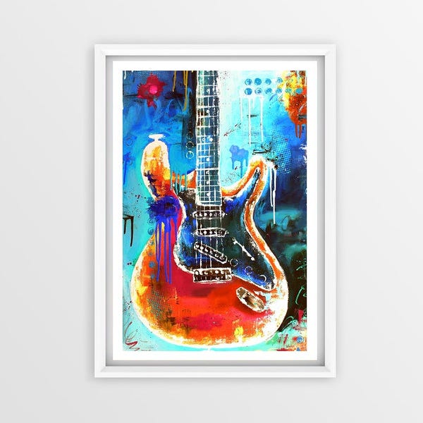 Abstract Guitar Art Etsy
