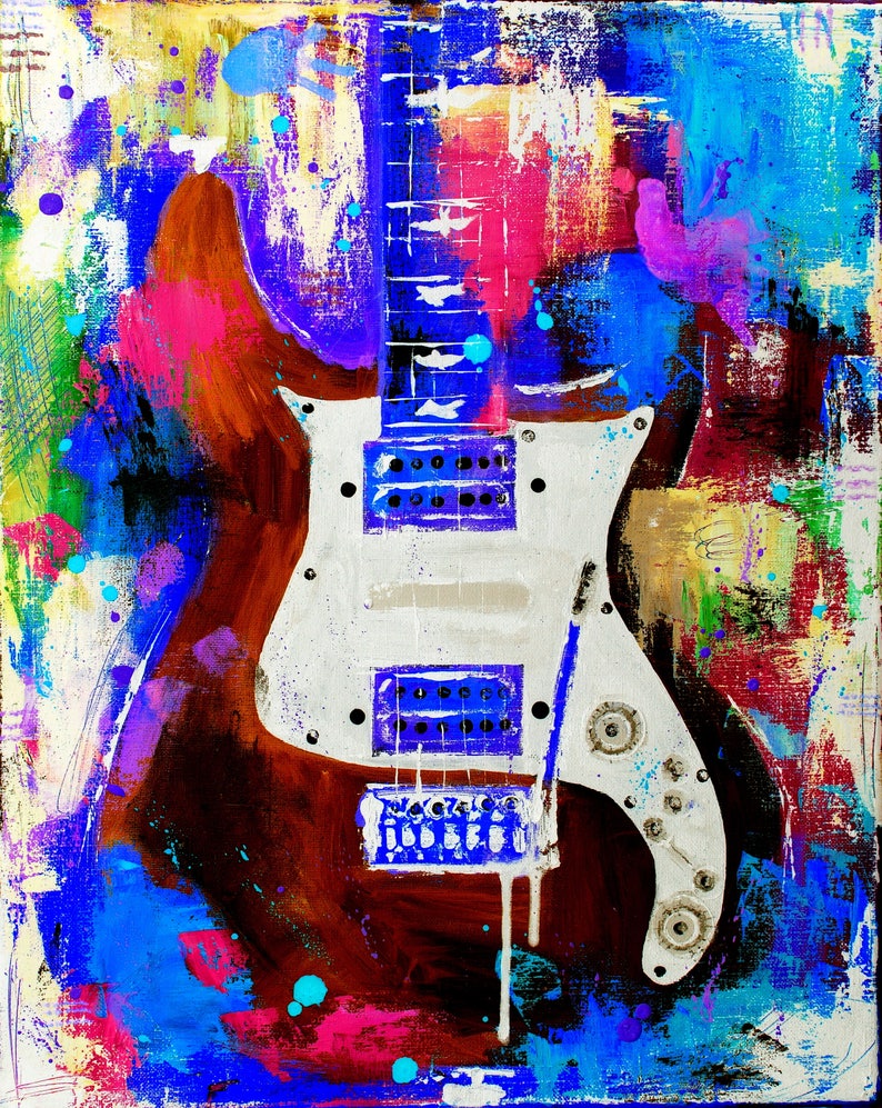 PRINT Guitar Painting Electric PRS 24 Art Poster Paul Reed Etsy