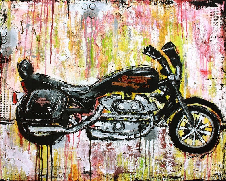 Abstract Motorcycle Painting Harley Davidson Sportster Etsy