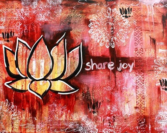 Share joy - PRINT, yoga, lotus art.