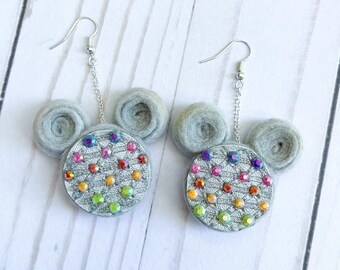 Pendientes de fieltro con forma de nave espacial Tierra