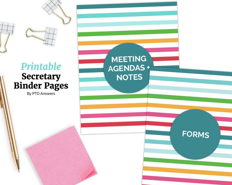 Secretary Binder Pages for PTA/PTO: Printable Organizing | Etsy