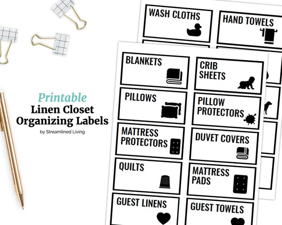 Printable Linen Closet Labels for an Organized Home | Etsy