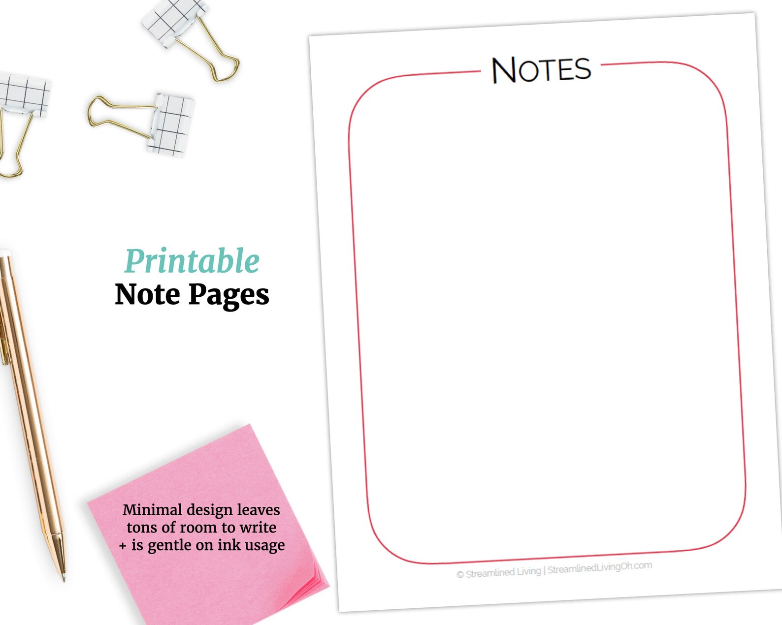 Planner Note Pages Insert Instant Download for DIY Planner. Etsy