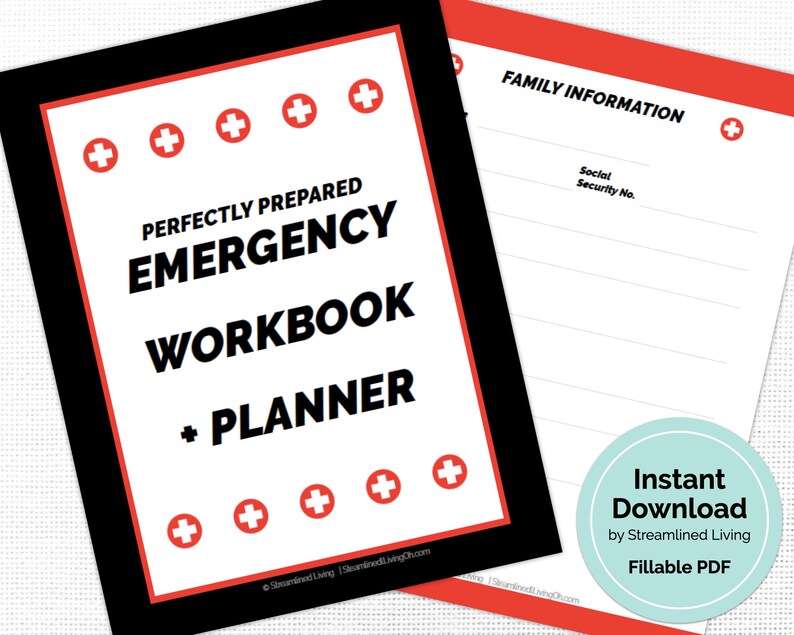 Family Emergency Planner Binder Kit Fillable Printable Etsy