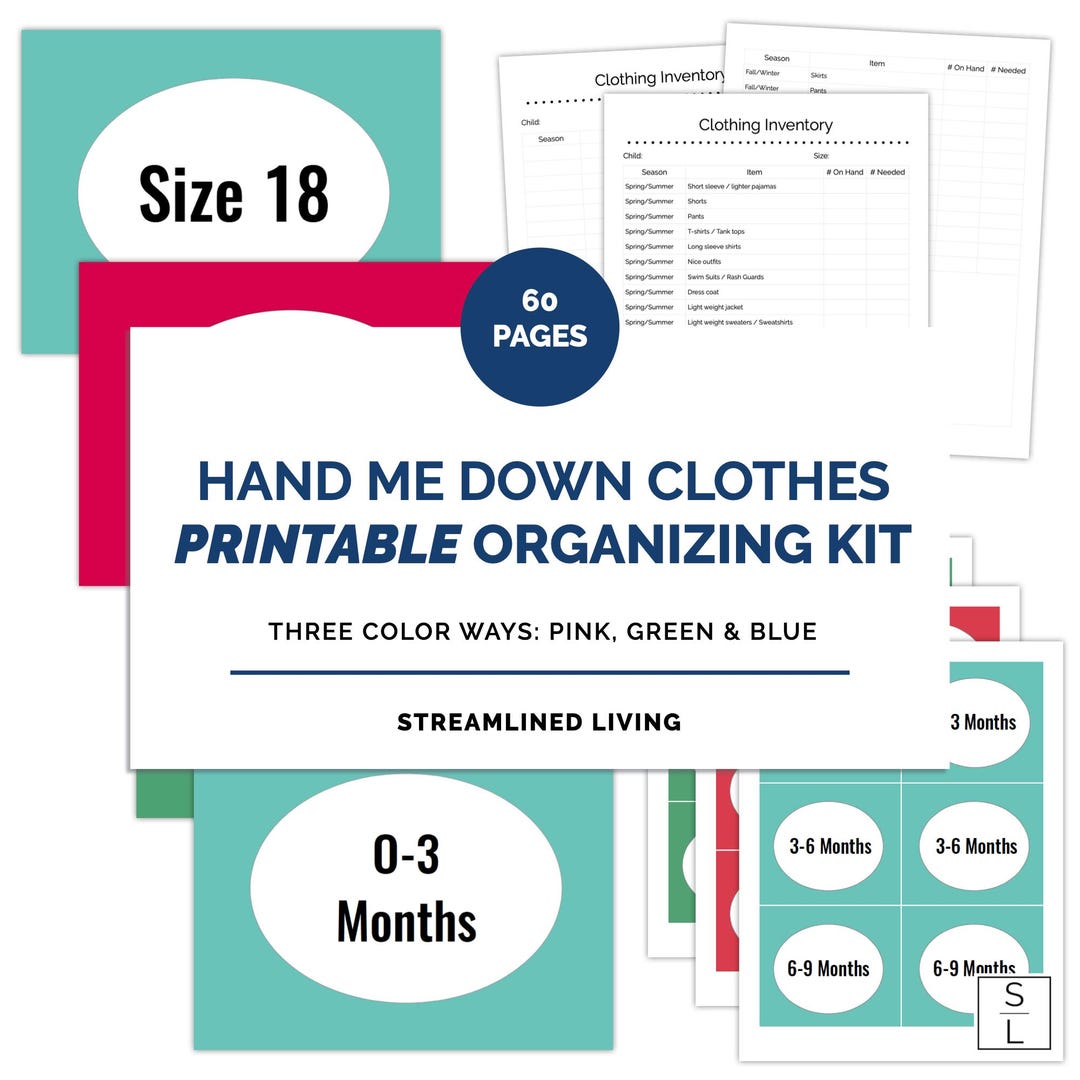 Clothing Kit.pdf Kids Hand-me-down Clothes Organizing Kit: Printable Inventory (PDF) - Etsy