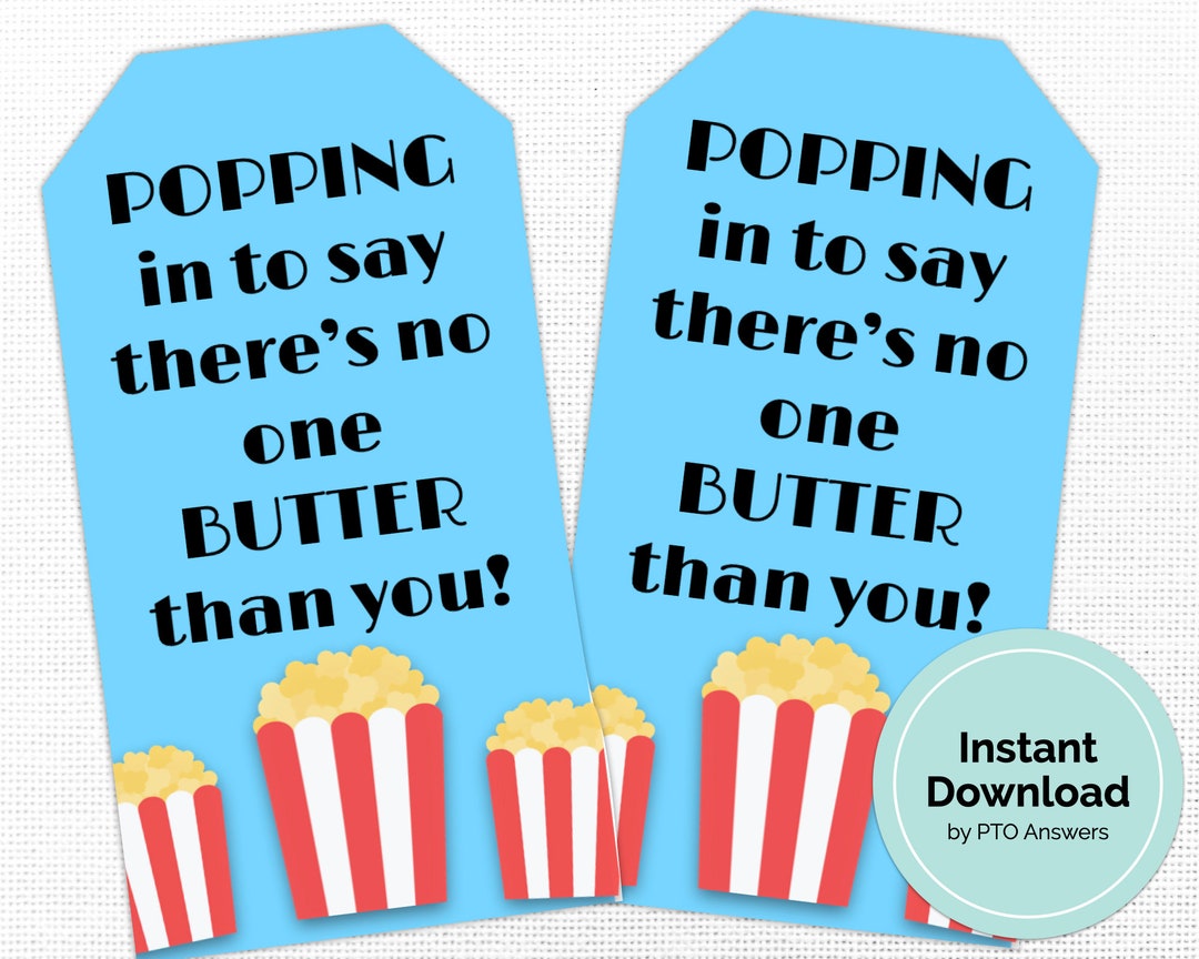 Popcorn Themed Printable Tags Perfect for Thank You Gifts Etsy