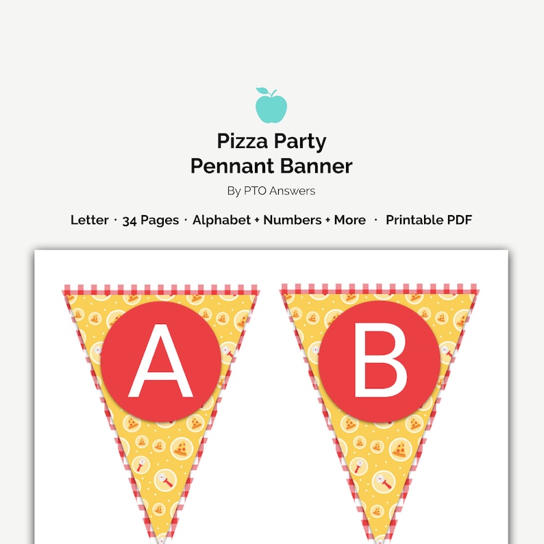 Pizza Get together Pennant Banner, printable garland and bunting decorations, fantastic for Instructor Appreciation 7 days Luncheons photograph about Printable Pennant Banner known as Pizza Celebration Pennant Banner, printable garland and bunting decorations, excellent for Instructor Appreciation 7 days Luncheons