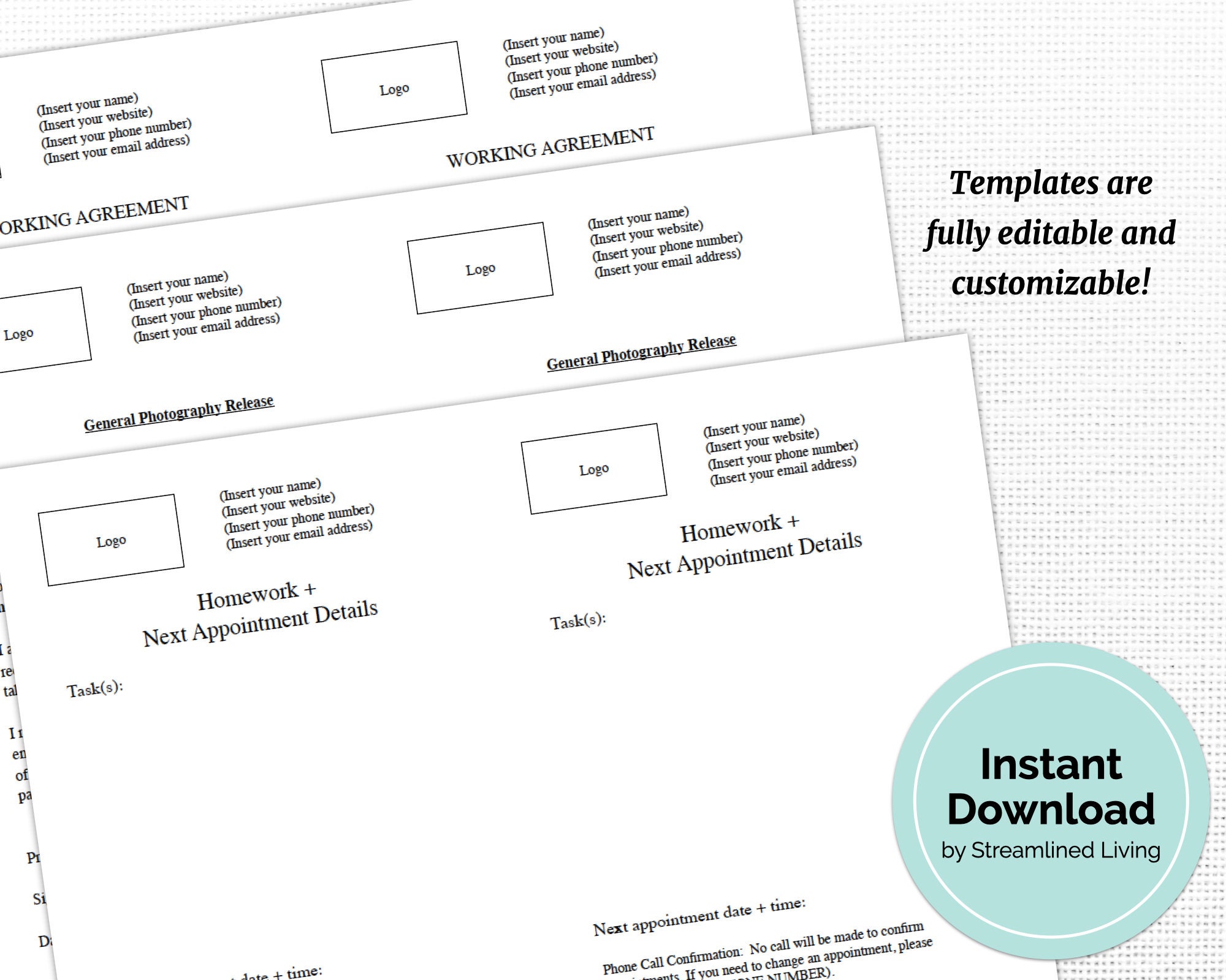 12 Professional Organizer Forms Business Template Kit Etsy