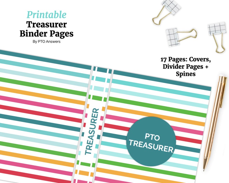 Treasurer Binder Pages for PTA / PTO Officer Printable | Etsy