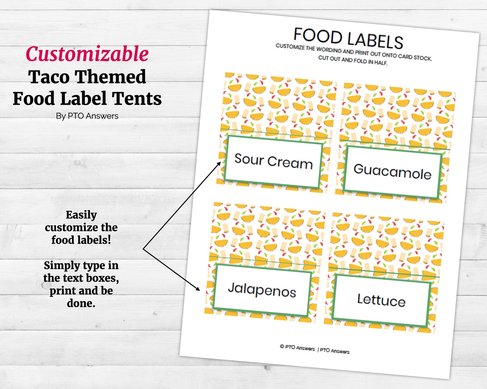 Taco Themed Printable Food Labels Tent style perfect Teacher Etsy