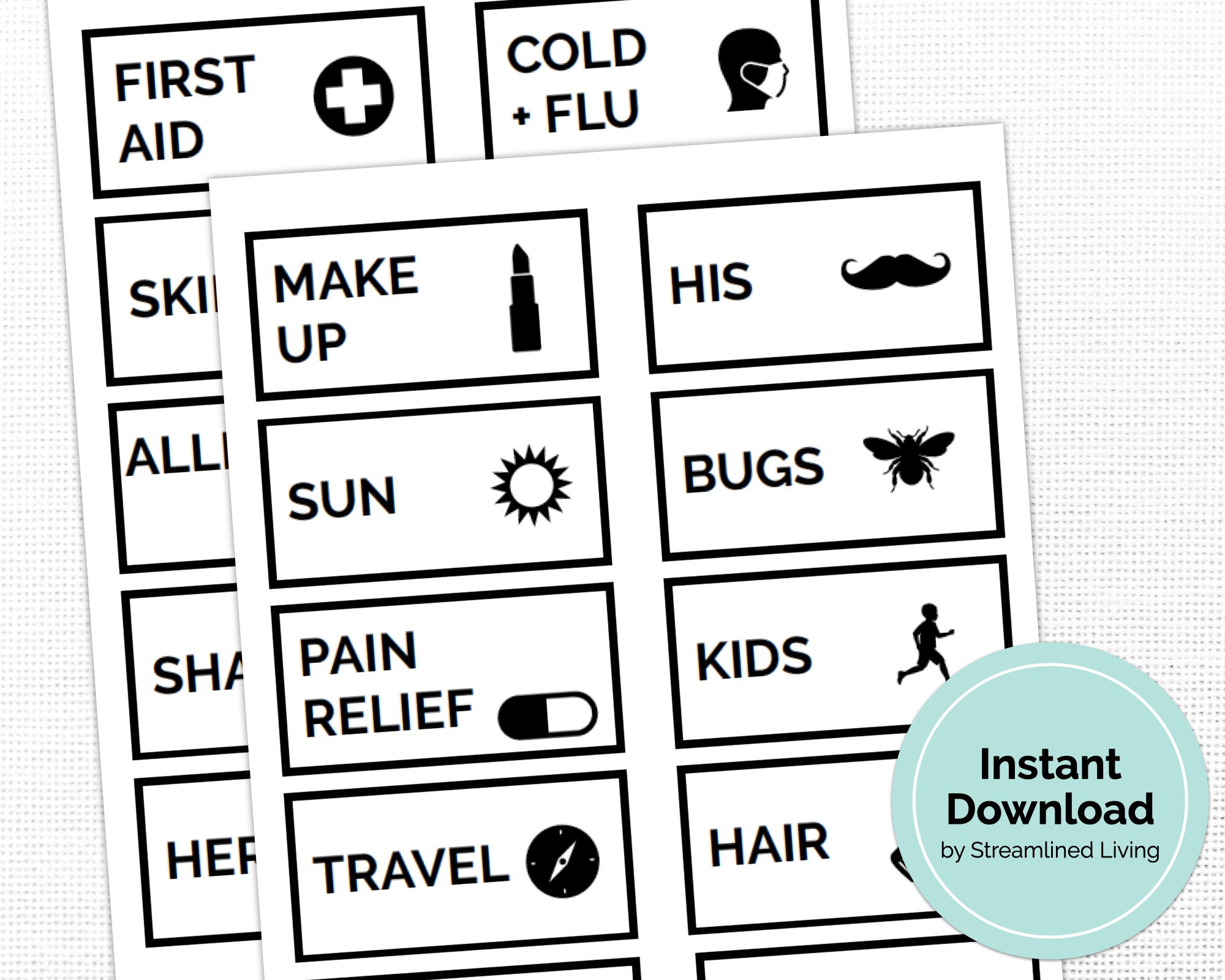 Bathroom Organizing Labels for Medicine in Minimal Etsy