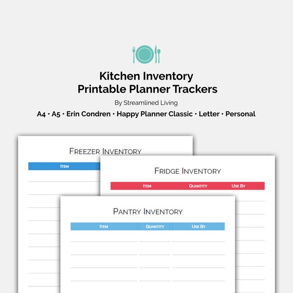 Kitchen Inventory Printable Planner Kit Pantry Fridge Etsy