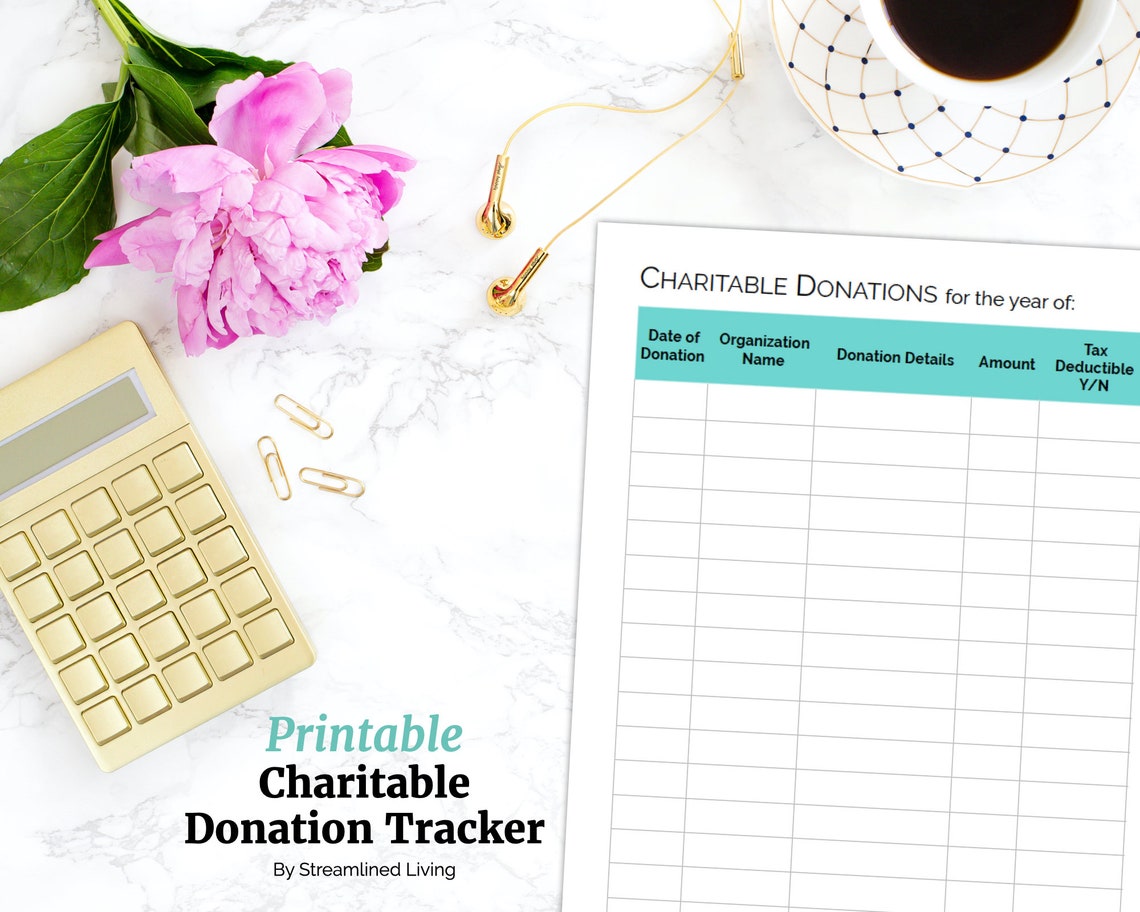 Charitable Donation Tracker Printable Planner Page and log for | Etsy