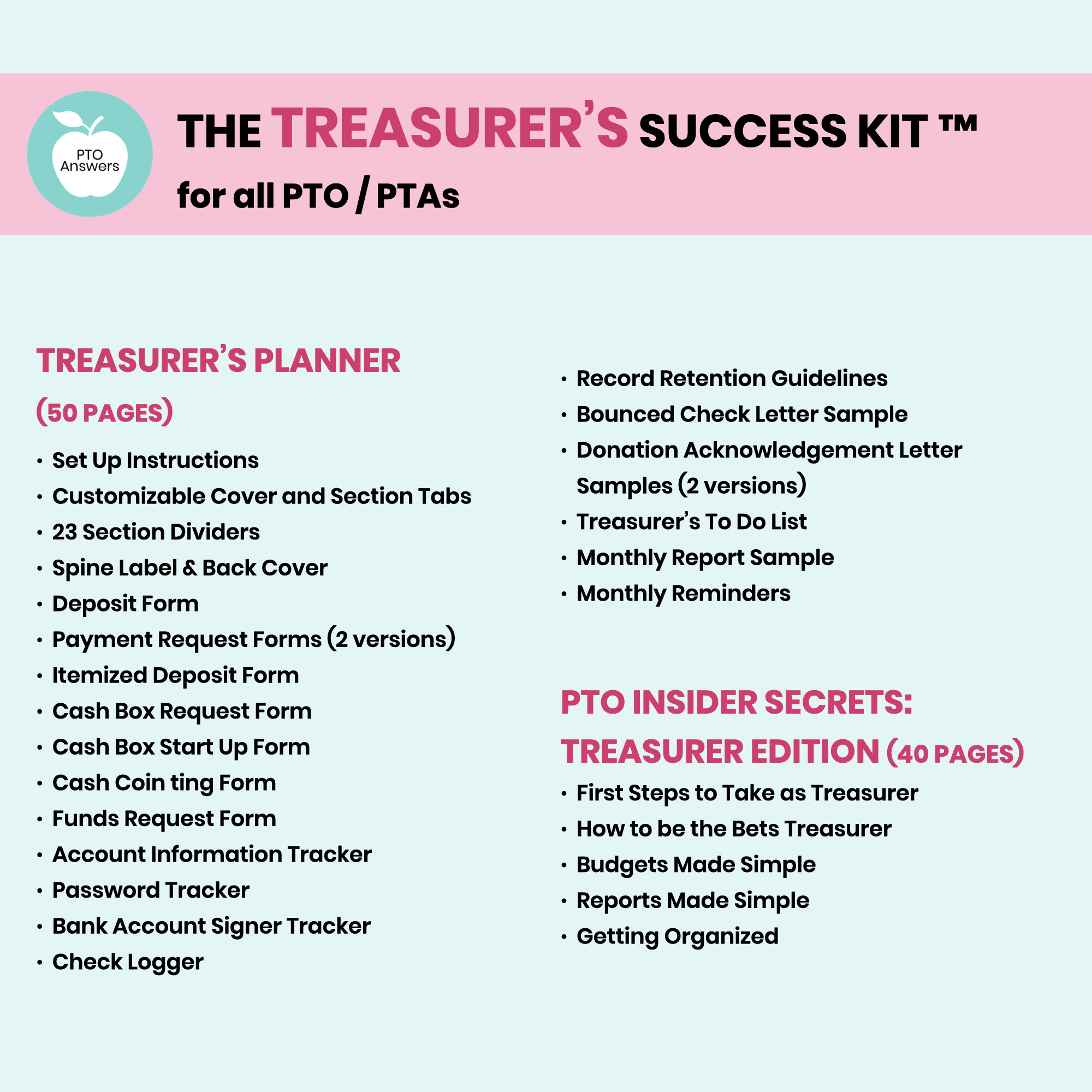 Treasurer's Planner Kit Printable Planner and Binder with 